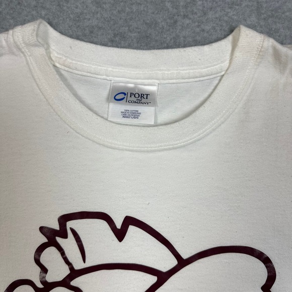 Port and Company Mens Large White Graphic T-Shirt Maroon Flappy Bird - Picture 4 of 6